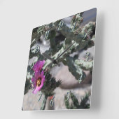 Horloge Carrée Challa Cactus en fleurs (Angle)