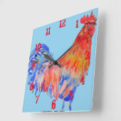 Horloge Carrée Chambre de nourrice pour garçon au coq (Angle)