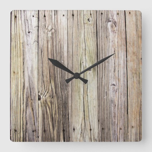 Horloge Carrée Chambres patinées à quai en bois avec appel rustiq (Recto)