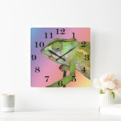 Horloge Carrée Chameleon arc-en-ciel (Maison)