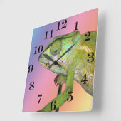 Horloge Carrée Chameleon arc-en-ciel (Angle)