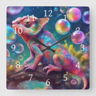 Horloge Carrée Chameleon avec bulles