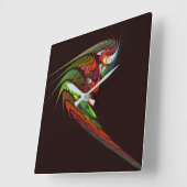 Horloge Carrée Chameleon Carré d'art Abstrait (Angle)