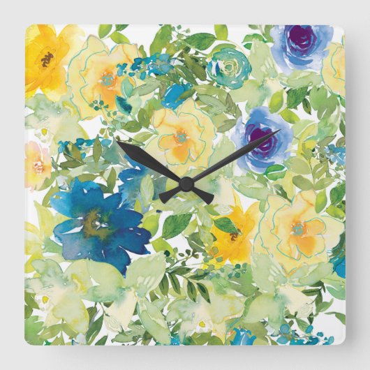 Horloge Carrée Champ de fleurs (Recto)