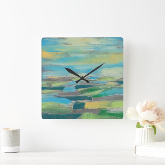 Horloge Carrée Champ fragmenté I (Maison)