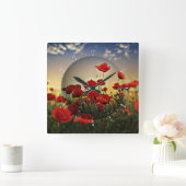 Horloge Carrée Champ Red Poppy (Maison)