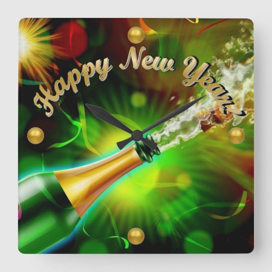 Horloge Carrée Champagne Pop (Recto)