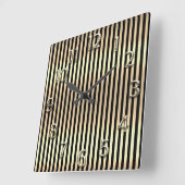 Horloge Carrée Champaigne Gold Arabe Numéros Black Stripes (Angle)