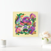 Horloge Carrée Champignons Magie Arc-en-ciel Trivet (Maison)