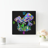 Horloge Carrée Champignons psychédéliques (Maison)