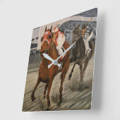 Horloge Carrée Champion Thoroughbred Race Cheval gagne (Angle)