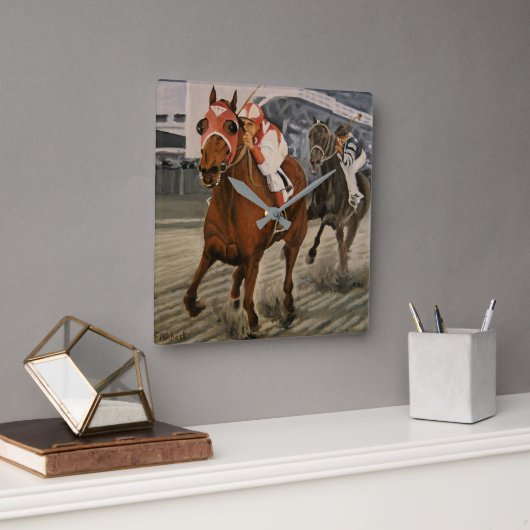 Horloge Carrée Champion Thoroughbred Race Cheval gagne (Bureau)