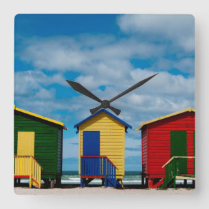 Horloge Carrée Changer de pièce. Plage de Muizenberg, Le Cap