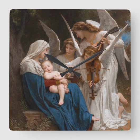 Horloge Carrée Chanson des anges de William-Adolphe Bouguereau (Recto)