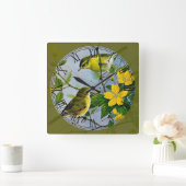 Horloge Carrée Chanson Oiseaux Jouer dans l'arbre Art Art romain  (Maison)