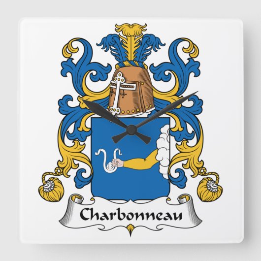 Horloge Carrée Charbonneau Family Crest (Recto)