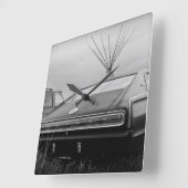 Horloge Carrée Chargeur de Dodge 1966 (B/W) (Angle)