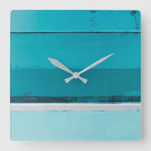 Horloge Carrée "Chargez-vous" de Teal et de l'art abstrait gris