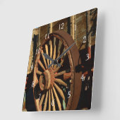 Horloge Carrée Chariot antique de train de mulet (Angle)