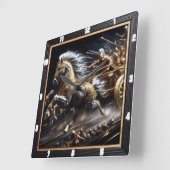 Horloge Carrée Chariot du vent : Spear Argent (Angle)