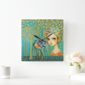 Horloge Carrée Charme des éléphants (Maison)