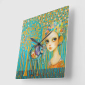 Horloge Carrée Charme des éléphants (Angle)