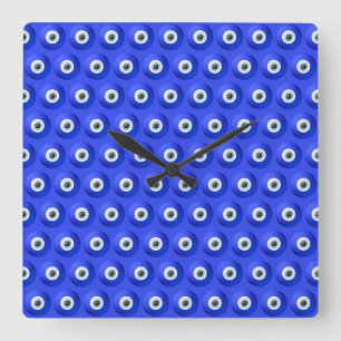 Horloge Carrée Charmes de Bonne Chance contre le Motif de l'Oeil