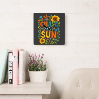 Horloge Carrée Chase the sun Wall Clock