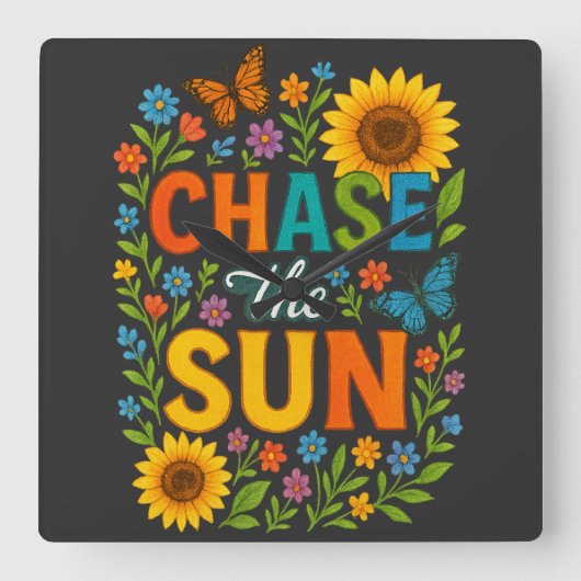 Horloge Carrée Chase the sun Wall Clock (Recto)