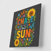 Horloge Carrée Chase the sun Wall Clock (Angle)