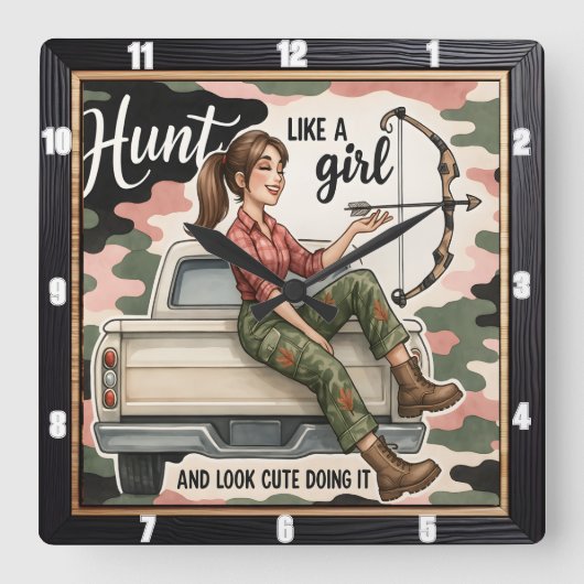 Horloge Carrée Chasse Comme Une Fille Bow (Recto)