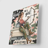Horloge Carrée Chasse Comme Une Fille Bow (Angle)