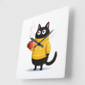 Horloge Carrée chat (Angle)