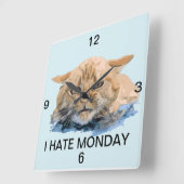 Horloge Carrée chat (Angle)