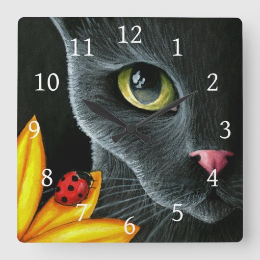 Horloge Carrée Chat 510 (Recto)