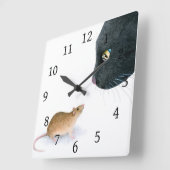 Horloge Carrée Chat 604 souris de chat noir (Angle)