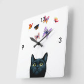 Horloge Carrée Chat 606 (Angle)