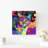 Horloge Carrée chat 656 (Maison)