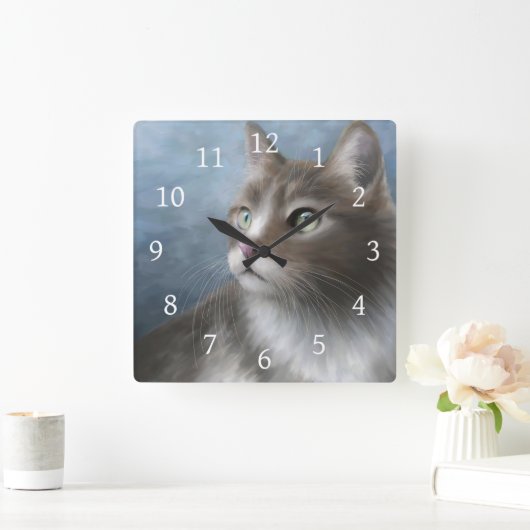 Horloge Carrée Chat 682 (Maison)