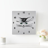 Horloge Carrée Chat à oeil vert (Maison)