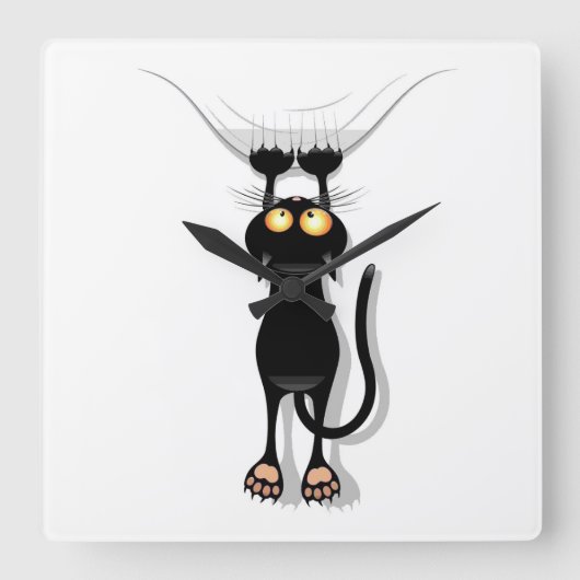 Horloge Carrée Chat accrochant (Recto)