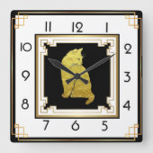 Horloge Carrée Chat Art Déco (Recto)
