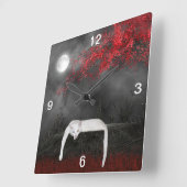 Horloge Carrée Chat blanc de Spooky (Angle)