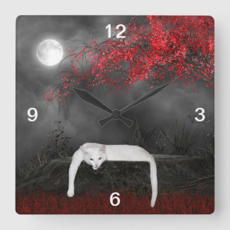 Horloge Carrée Chat blanc de Spooky