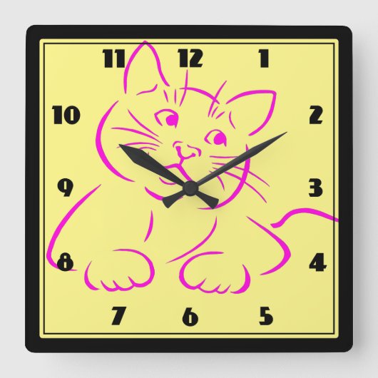 Horloge Carrée Chat de Cute (Recto)
