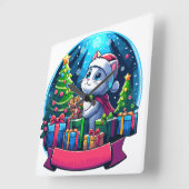 Horloge Carrée chat de noël (Angle)