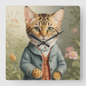 Horloge Carrée Chat du Bengale (Recto)