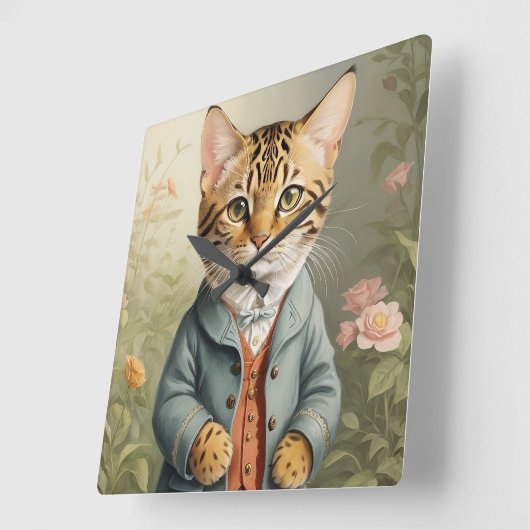 Horloge Carrée Chat du Bengale (Angle)