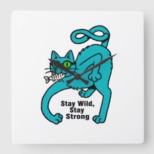 Horloge Carrée Chat Expressif Excentrique