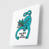Horloge Carrée Chat Expressif Excentrique (Angle)